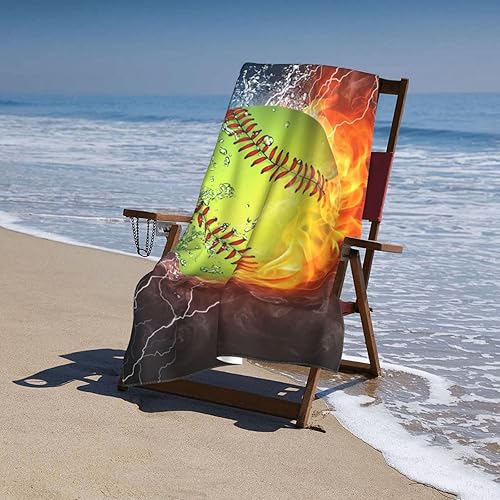 Miniatura 6 de VOOHDDY Toalla de playa con pelota deportiva de béisbol, softball, grande, suave, absorbente, de secado rápido, toallas de baño de gran tamaño para