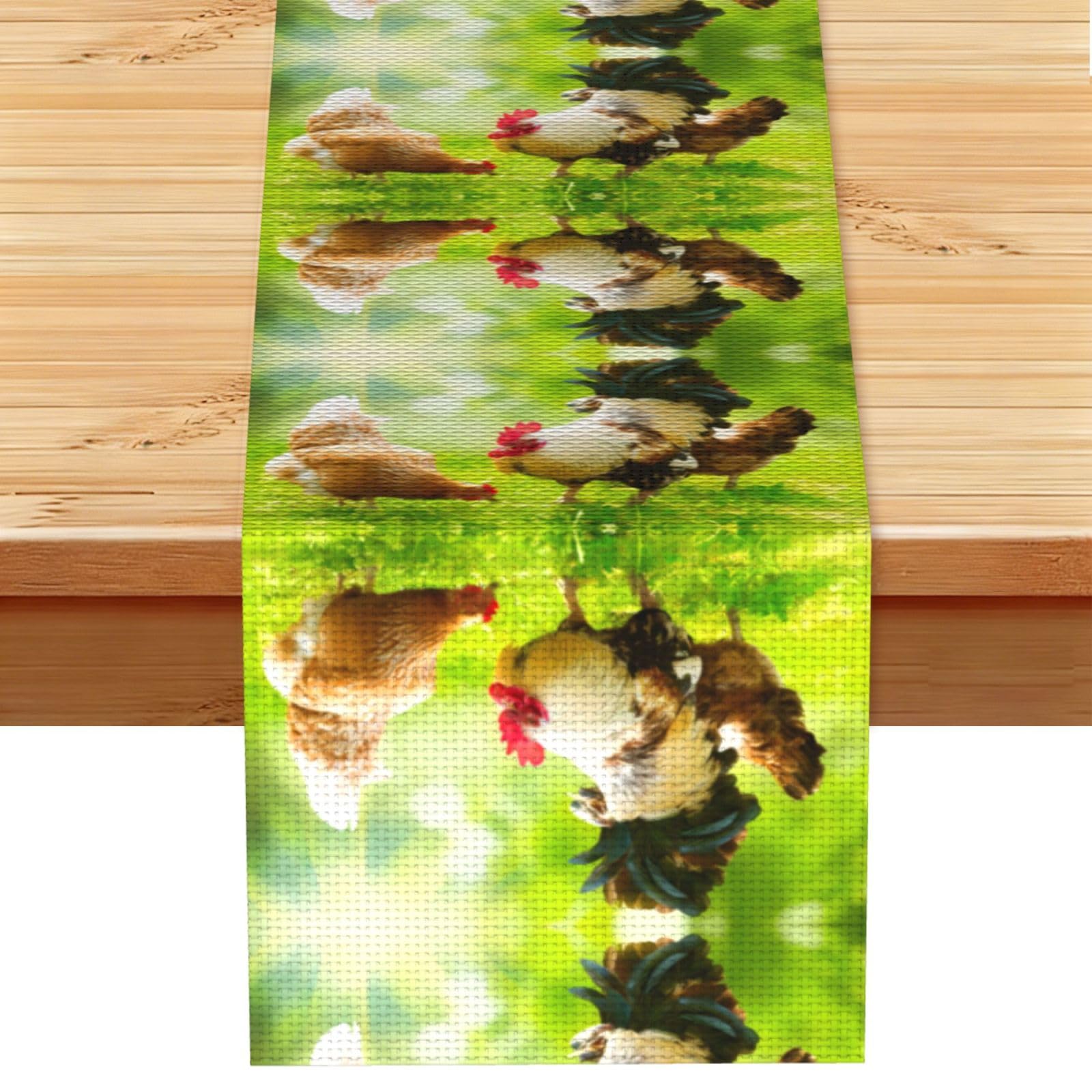 Farm Rustic Chickens Linen Feel Table Runner Wedding Party Home Decoration