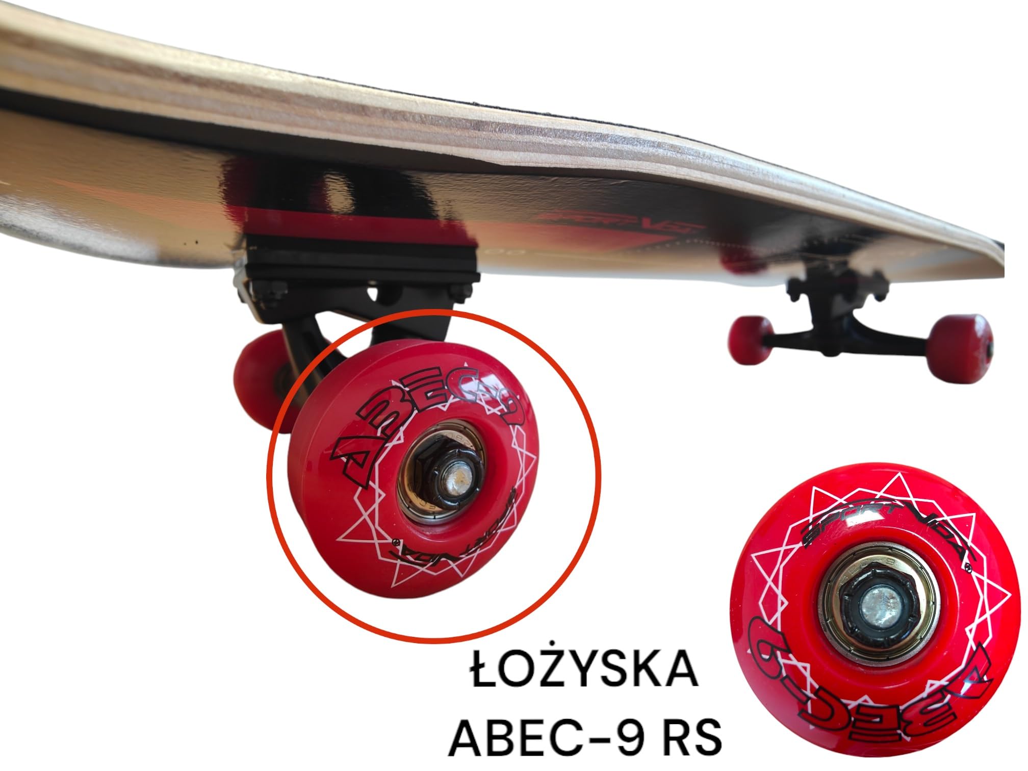 Deskorolka dla doros³ych z ³o¿yskiem kulkowym — deskorolka dzieci od 8 lat. Wykonane z drewna. Nowoczesne grafiki. Urz¹dzenia sportowe do skateparku i sztuczek na rampie (czarny - czerwony)