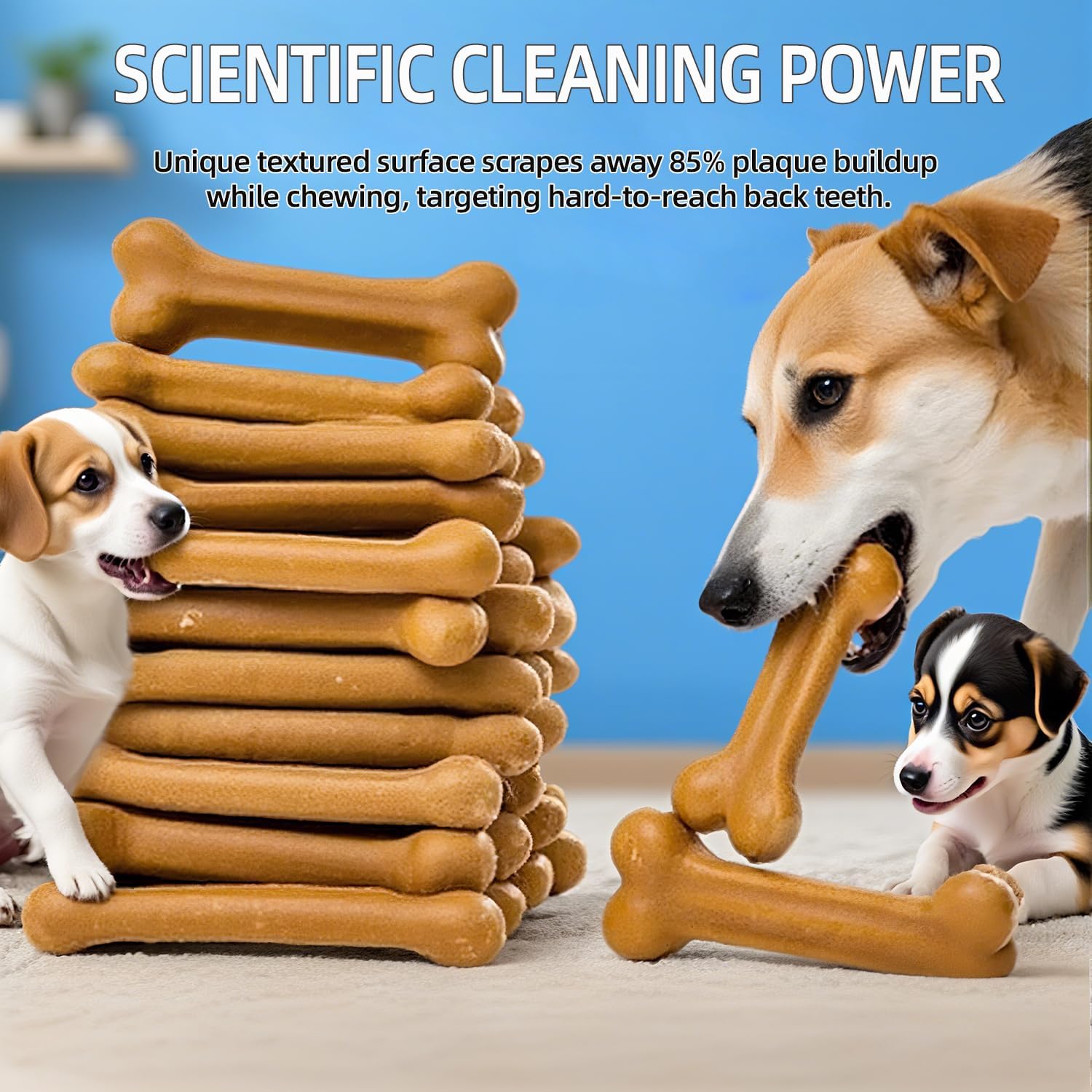 Dental Chews for Dogs, Mint-Flavored, Fights Bad Breath, Removes Plaque and Tartar, 25-50 lbs, 35 Count (8BOX)