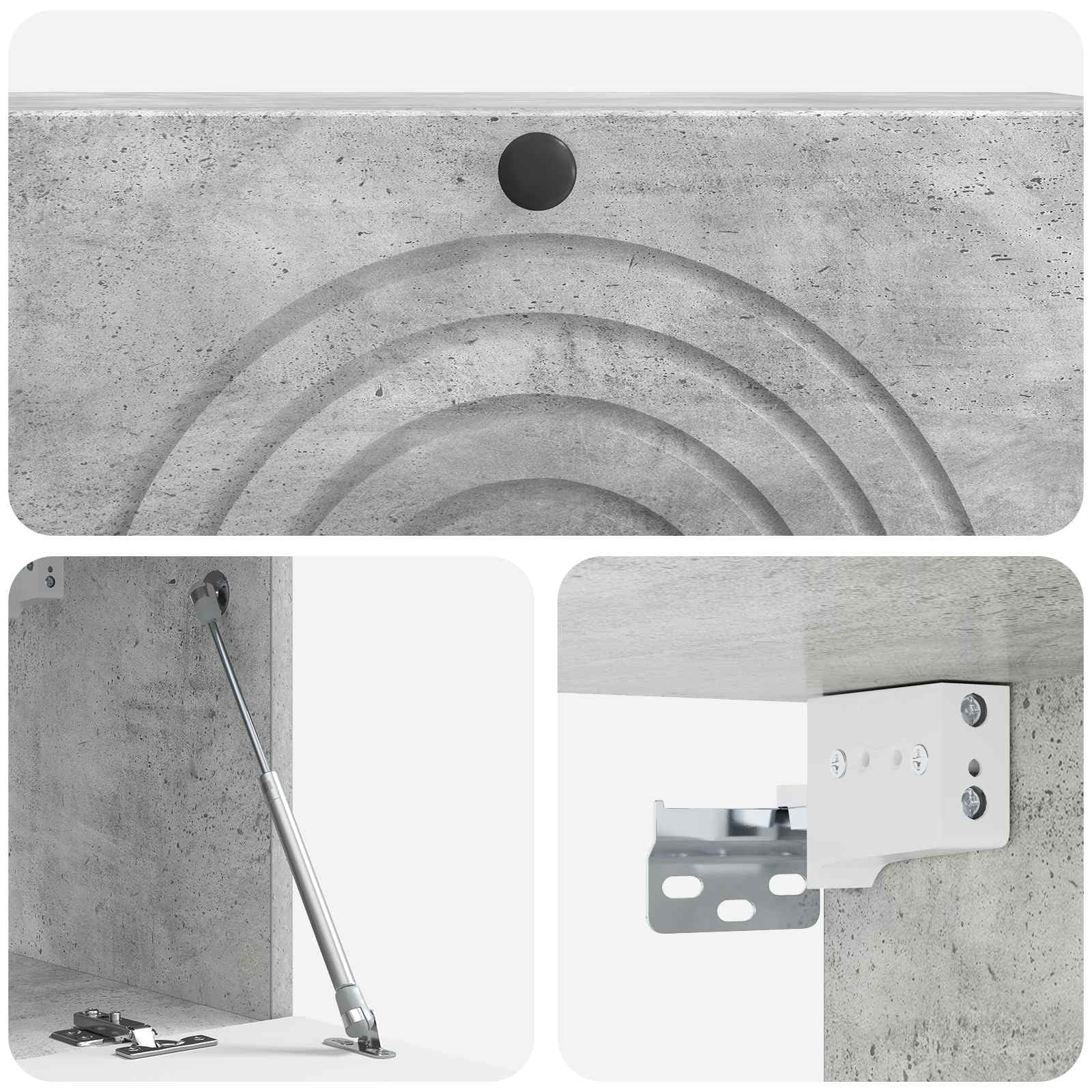 Wandmontierter TV-Schrank Betongrau 98 x 31 x 30 cm Lowboard Schwebend aus Holzwerkstoff Modernes TV-Board Hängeboard mit 2 Türen für Wohnzimmer Media Center Fernsehtisch