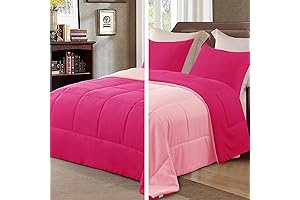 Exclusivo Mezcla Reversible 2-Piece Comforter Set All Seasons, Twin Pink