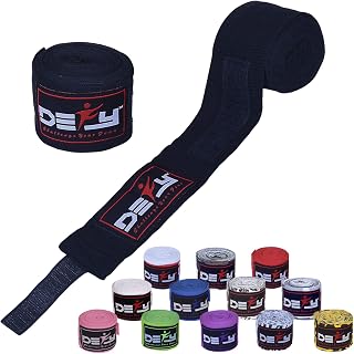 DEFY 180 Inch Professional Hand Wraps for Boxing Muay Thai MMA - Elastic Bandages Pair for Men & Women