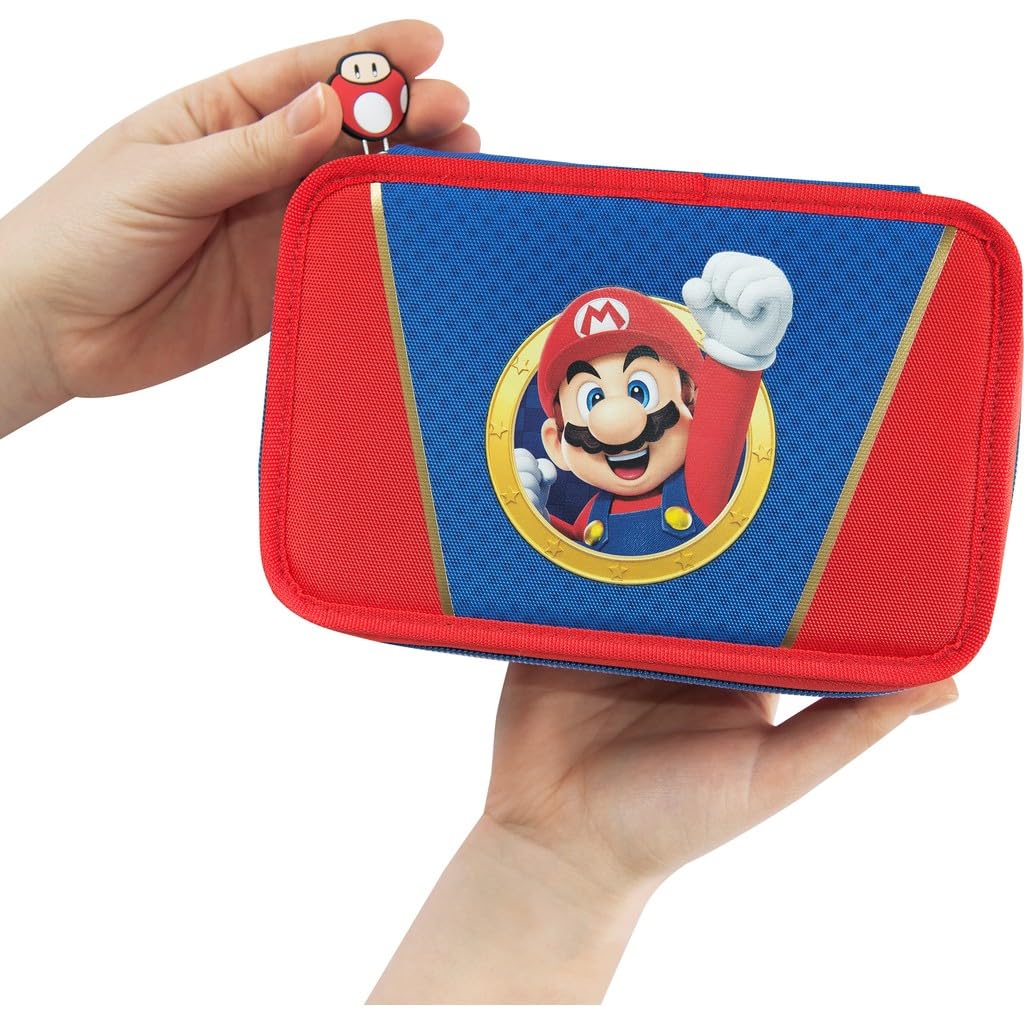 Clondo Astuccio 3 Scomparti Riempito Bambino, Per Super Mario Fan Bambini, 45 Accessori Scuola, 3 Zip, Set Cancelleria