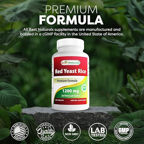 Miniatura 5 de Best Naturals Soporte de colesterol de arroz de levadura roja 1200 mg (sin OMG) 120 tabletas