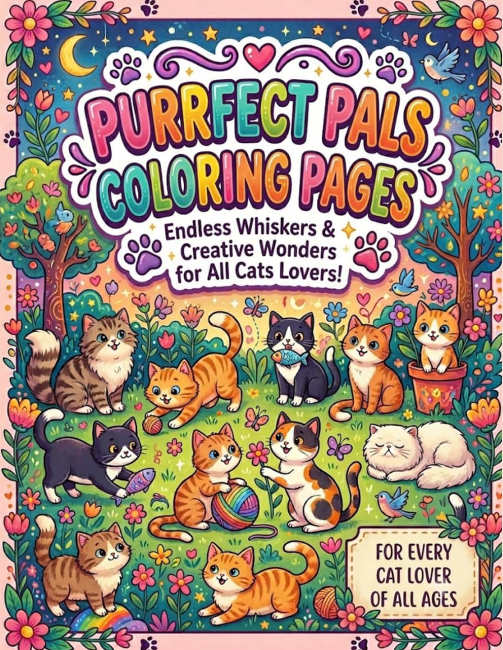 Purrfect Pals Coloring Pages: Cute Cats, Cozy Moments & Easy Bold Line Art Coloring Pages for Relaxation and Fun