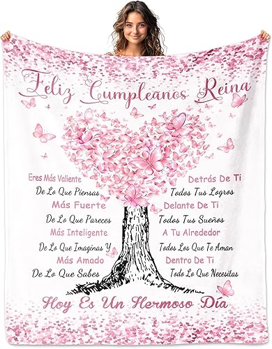 ACBEAT Regalos de cumpleaños para mujeres en español, regalos para mujeres, manta de cumpleaños de 60 x 50 pulgadas, regalo de cumpleaños para