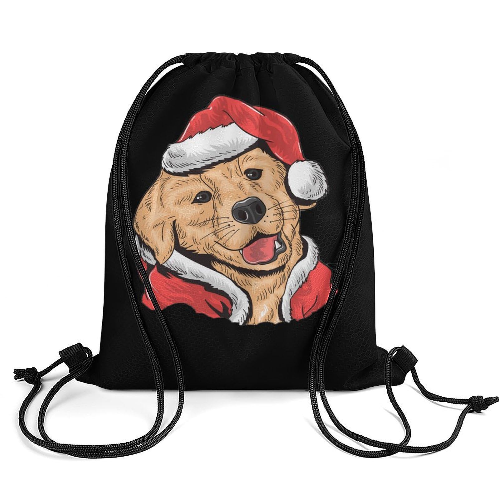 Santa Golden Retrieve Drawstring Backpack Durable Sport Gym Bags Daypack for Men Women 35 * 42cm