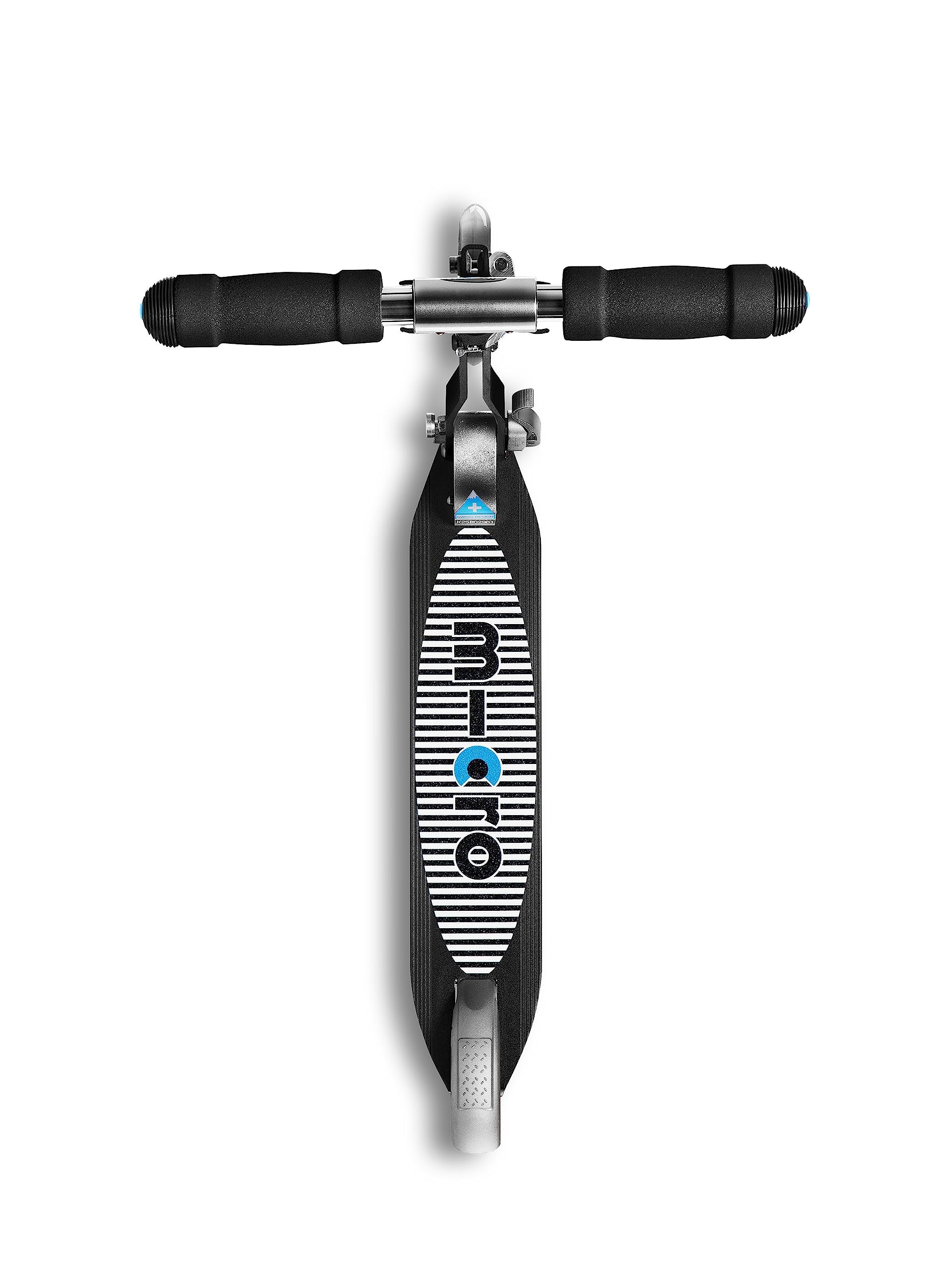 Micro Sprite SA0133 - Patinete Plegable para niños, Color Negro con Cinta de Agarre a Rayas