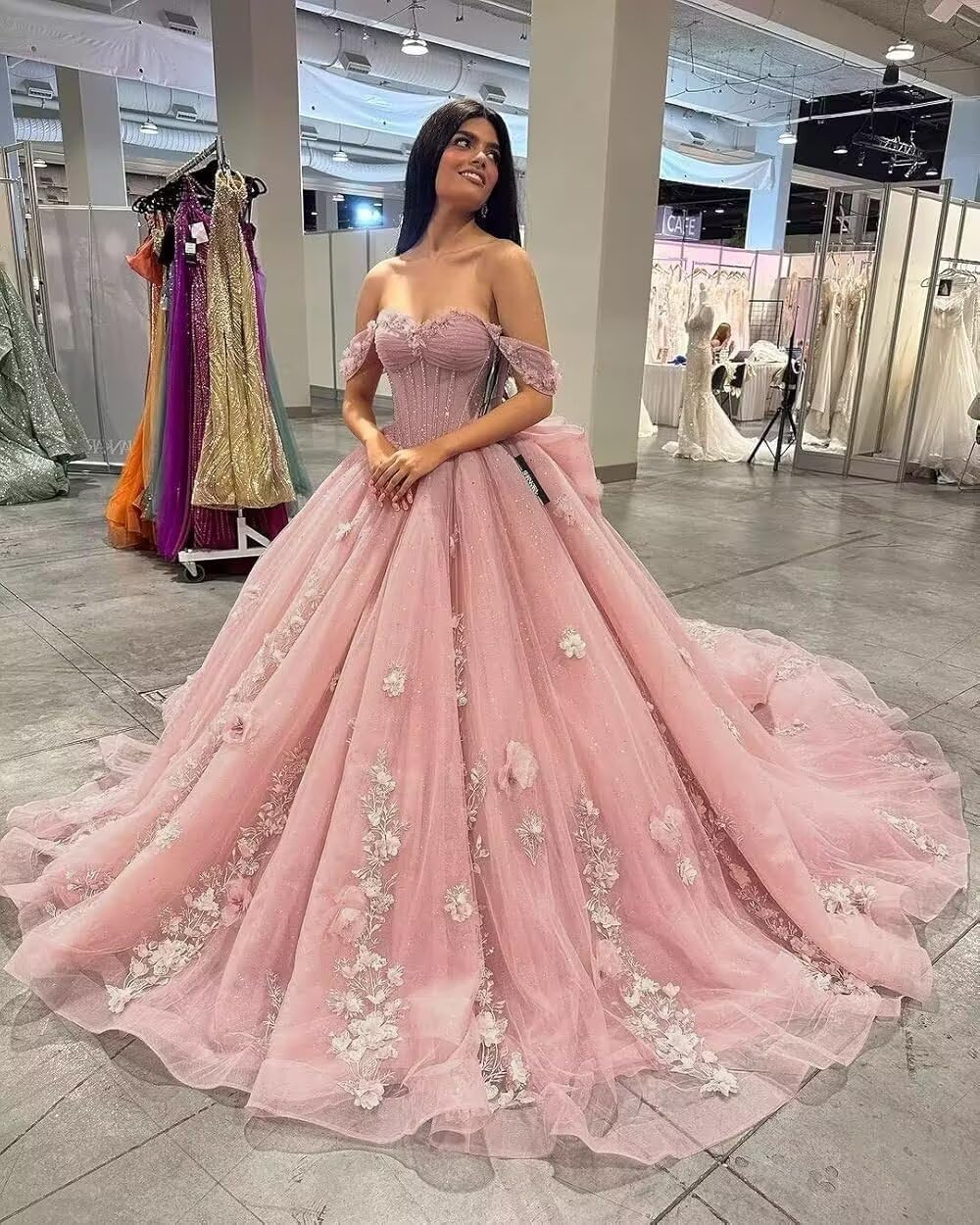 Ftupza 3D Floral Quinceanera Dresses Lace Beaded Party Gowns Off Shoudler Tulle Ball Gown for Sweet 15 16 Dresses - Image 2