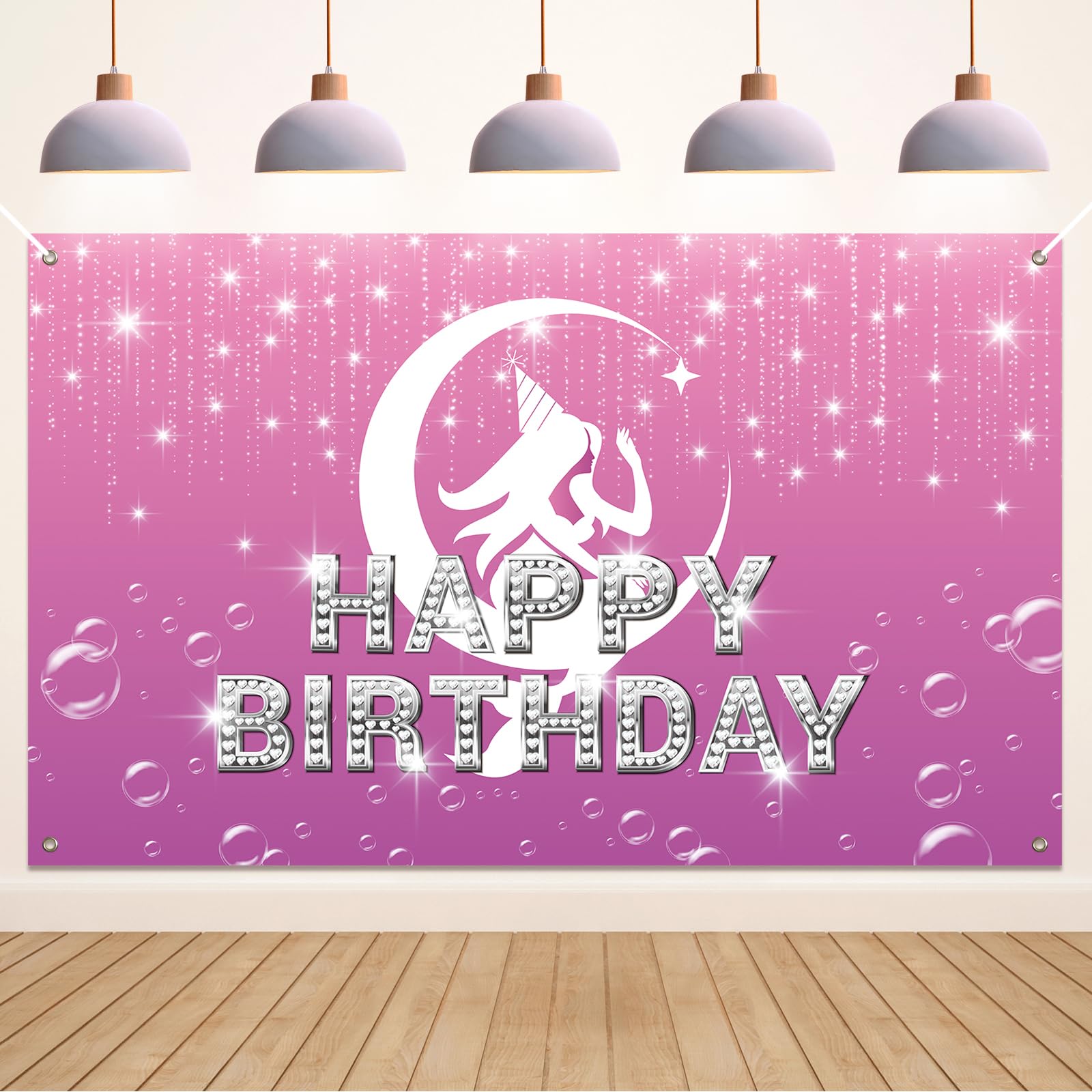 Koliphy Happy Birthday Banner - Geburtstagsdeko Stoffbanner 150x90 Cm In Rose Gold