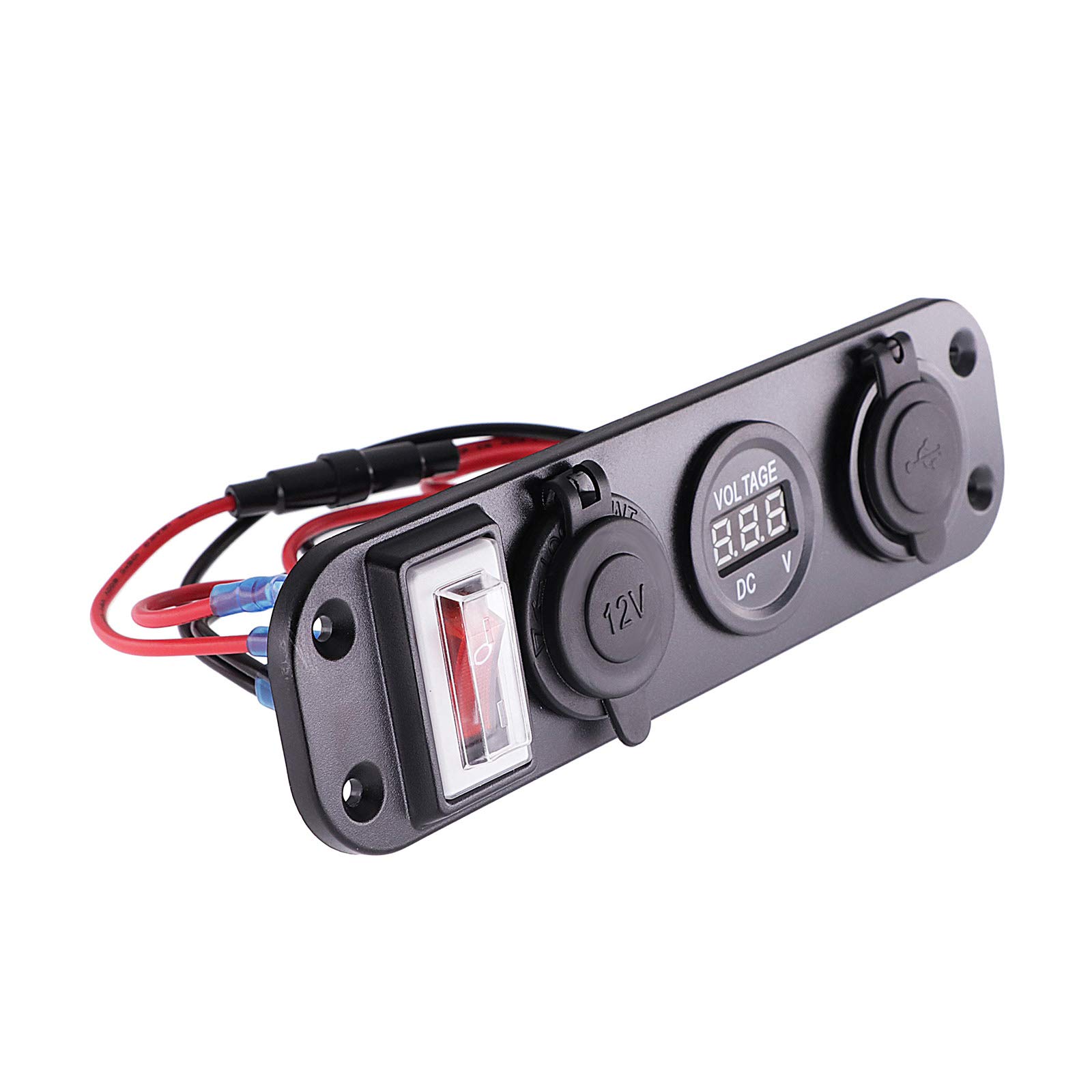 Pannello Interruttori 3 Gang KAOLALI 12V/24V - Con Porta USB PD E Voltmetro Per Auto - Foto 3