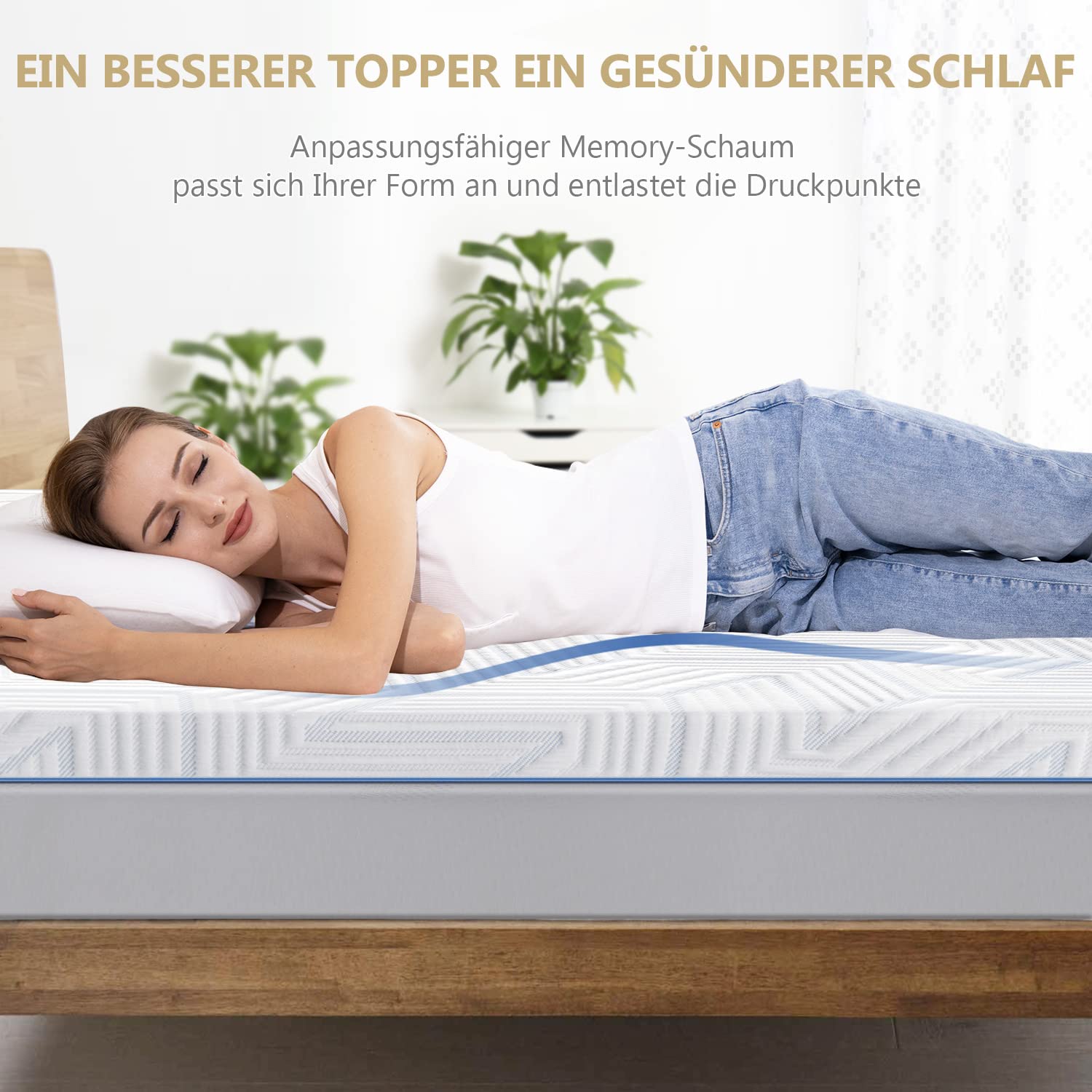 The White Stone Topper 160 x 200 cm | Ergonomische topper 5 cm | Zachte