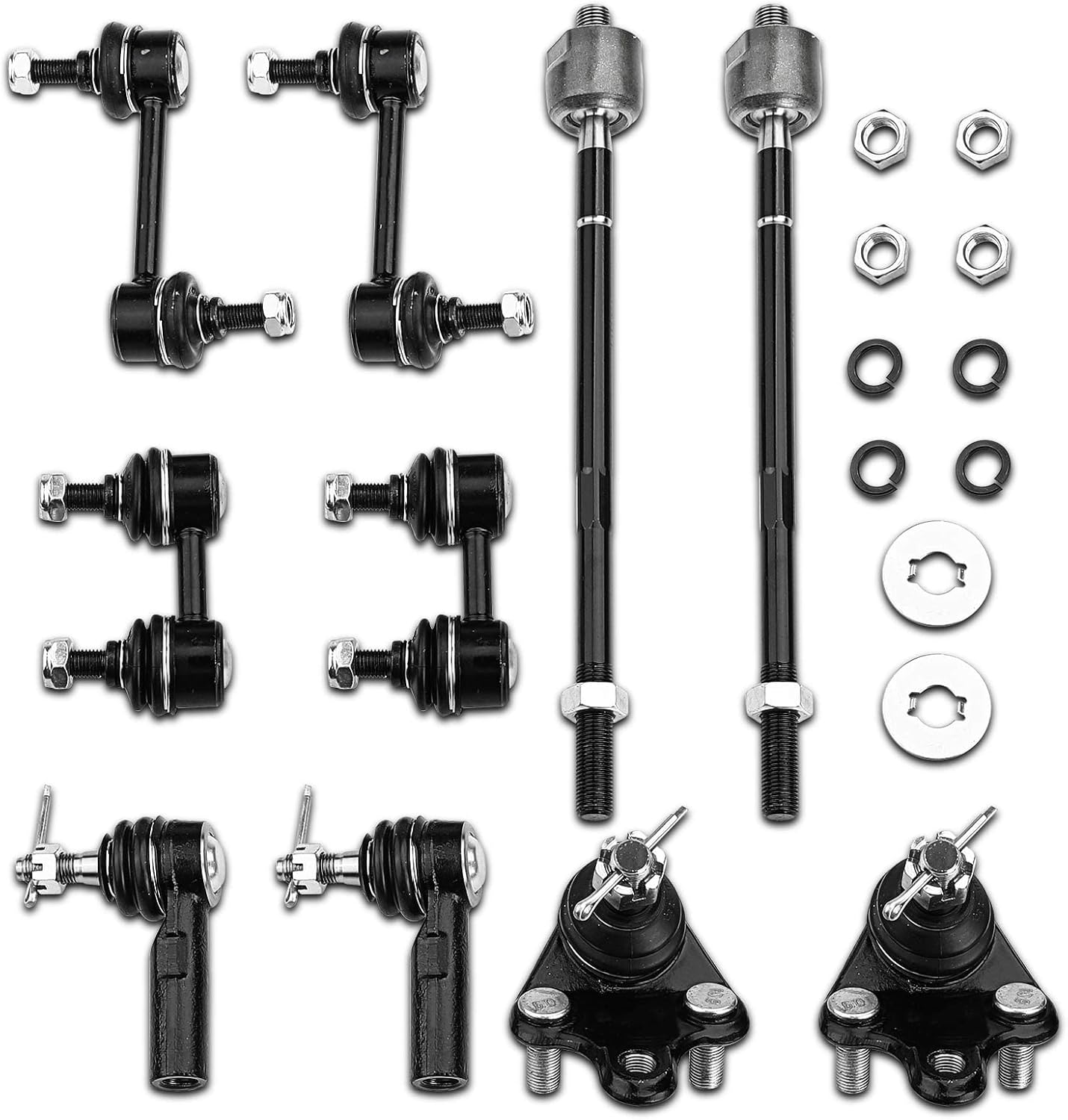 A-Premium 10Pcs Suspension Kit, Front Lower Ball Joint, Inner & Outer Tie Rod End, Front & Rear Sway Bar Link, Compatible with Toyota Corolla 1993 1994 1995, FWD, with Power Rack Gear Box Steering