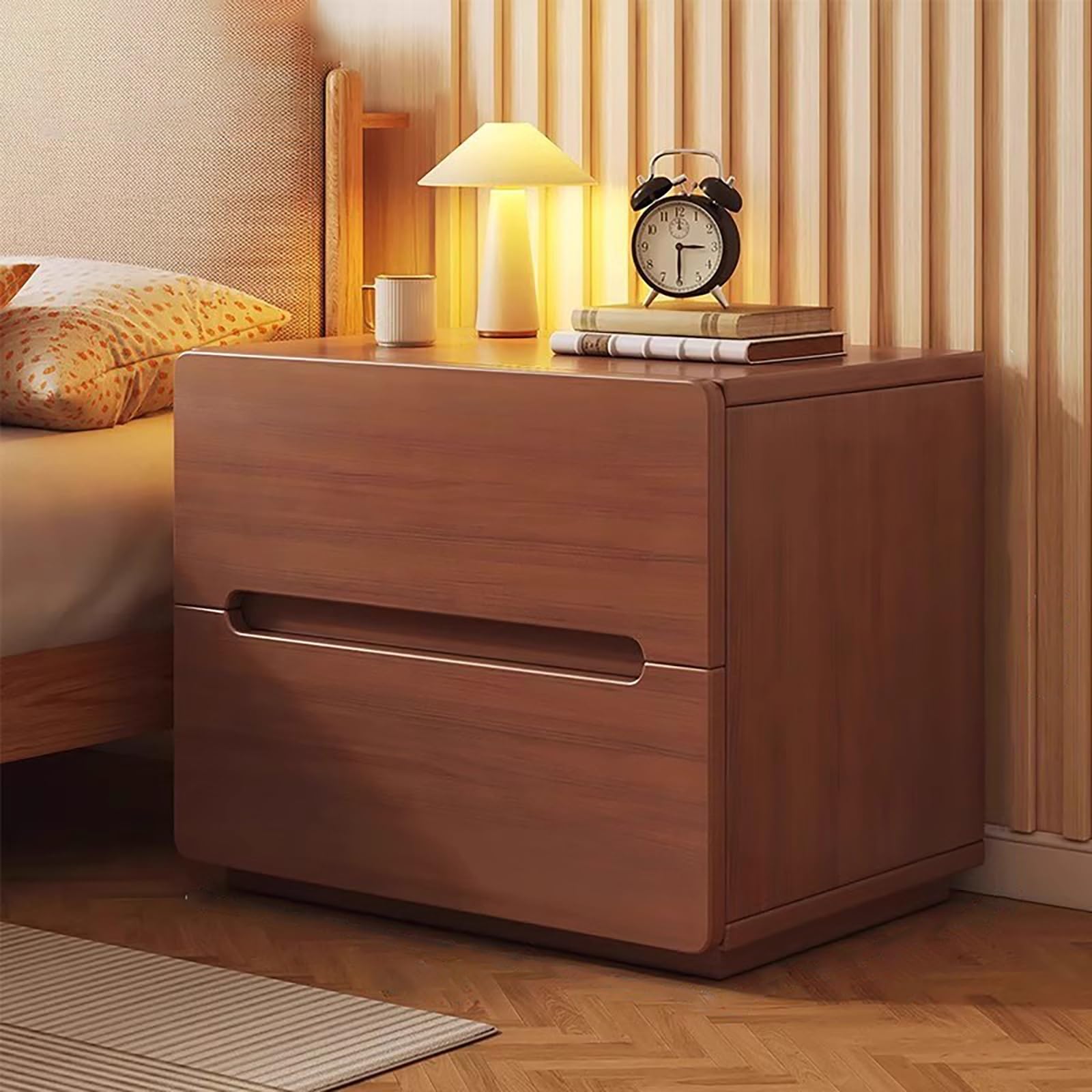 Meuble de chevet en bois marron avec 2 tiroirs spacieux pour votre chambre