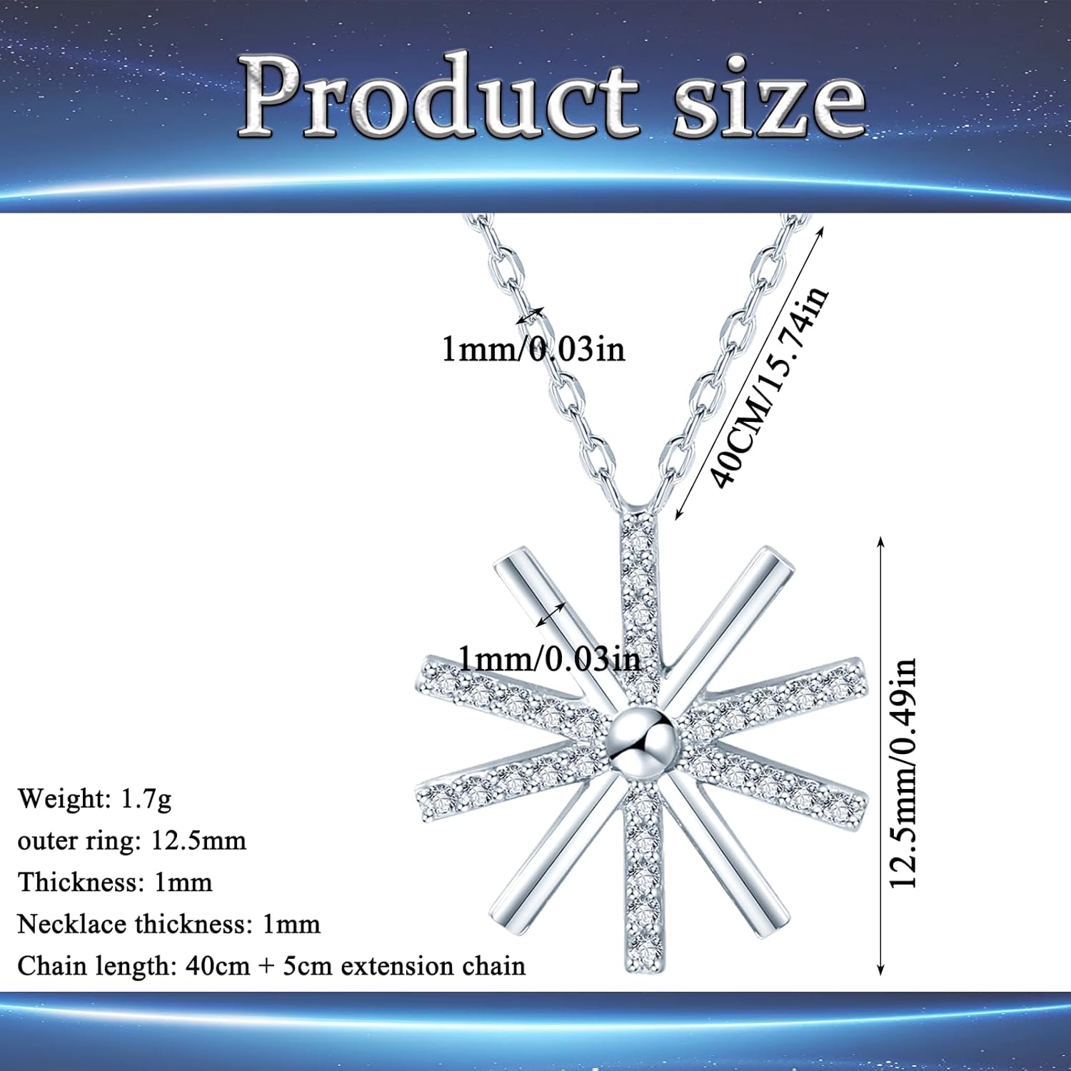 Sterling Silver Star Necklace for Women, 925 sterling Silver Diamond Star,Micro Polaris Pendant Necklace, Waterproof, - Image 2