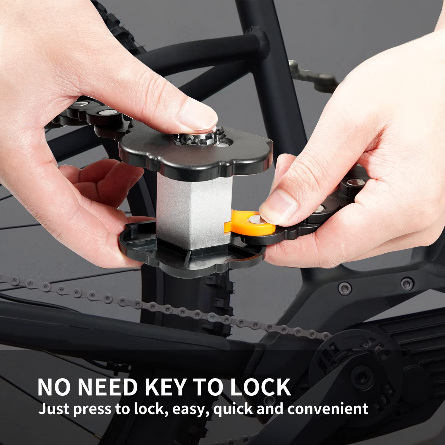 Candado de Cadena Plegable con Alto Nivel de Seguridad, 83cm, con Soporte y 2 Llaves, Cerradura E Scooter para Bicicleta de Montaña o de Carretera, BMX/MTB (Negro)