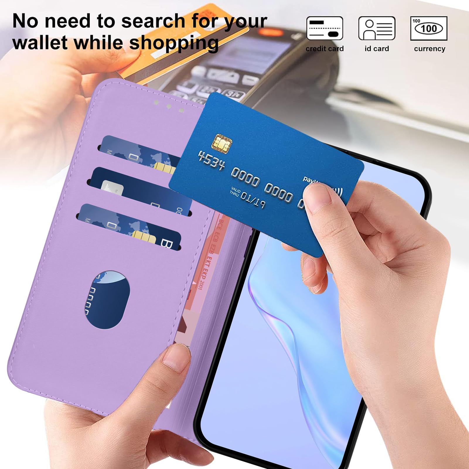 Étui Portefeuille Magnétique SIYOPINPFY Pour IPhone 12/12 Pro - Cuir Véritable, 3 Emplacements Cartes + Compartiment Billets, Fonction Support (Couleur Orange)