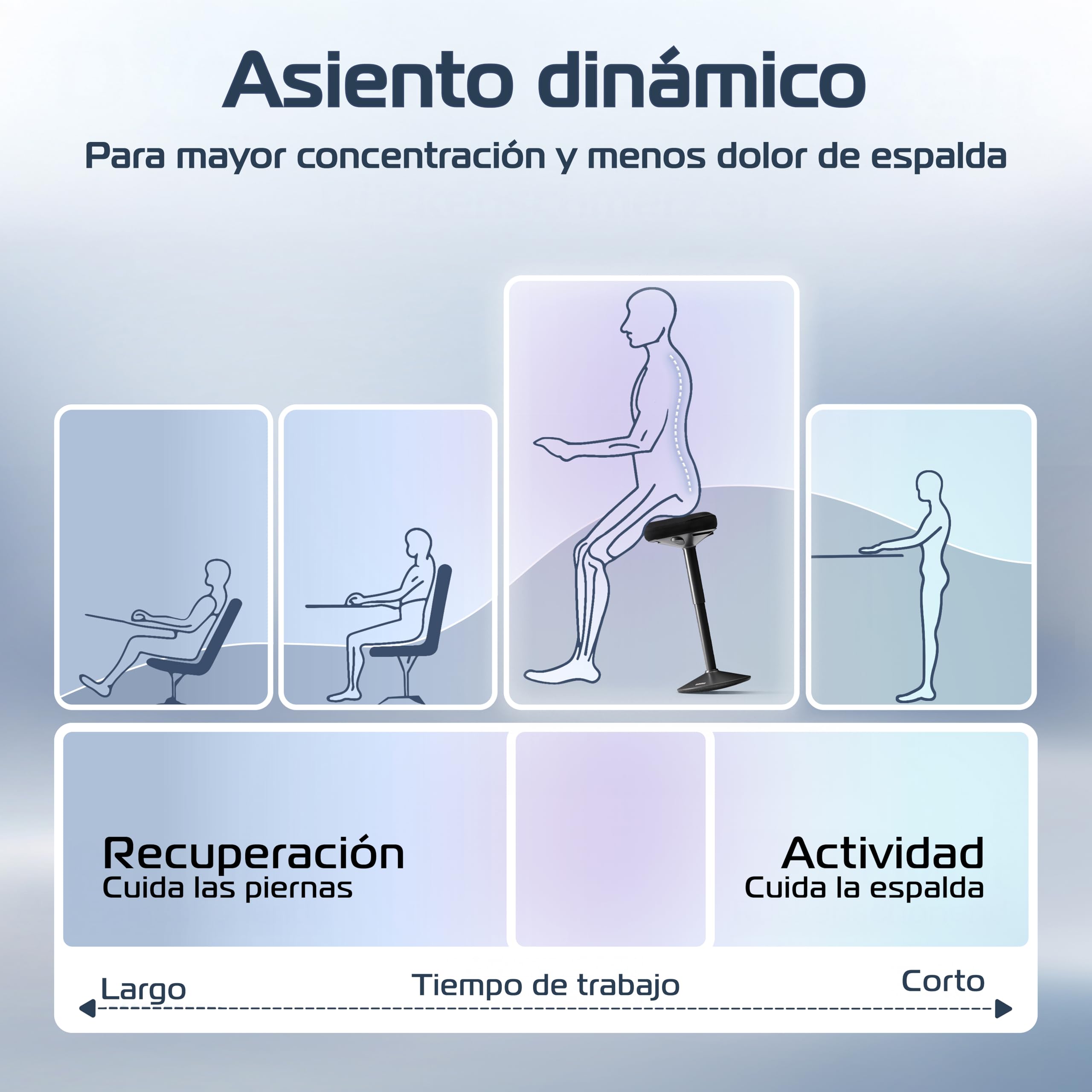 CLOUVOU Nexus Taburete ergonómico de Oficina [Original] Taburete Regulable | Regulable en altura 47cm a 64cm - Taburete diseño como Taburete Taller - Taburete Alto o Taburete Acolchado, Ajustable Altura