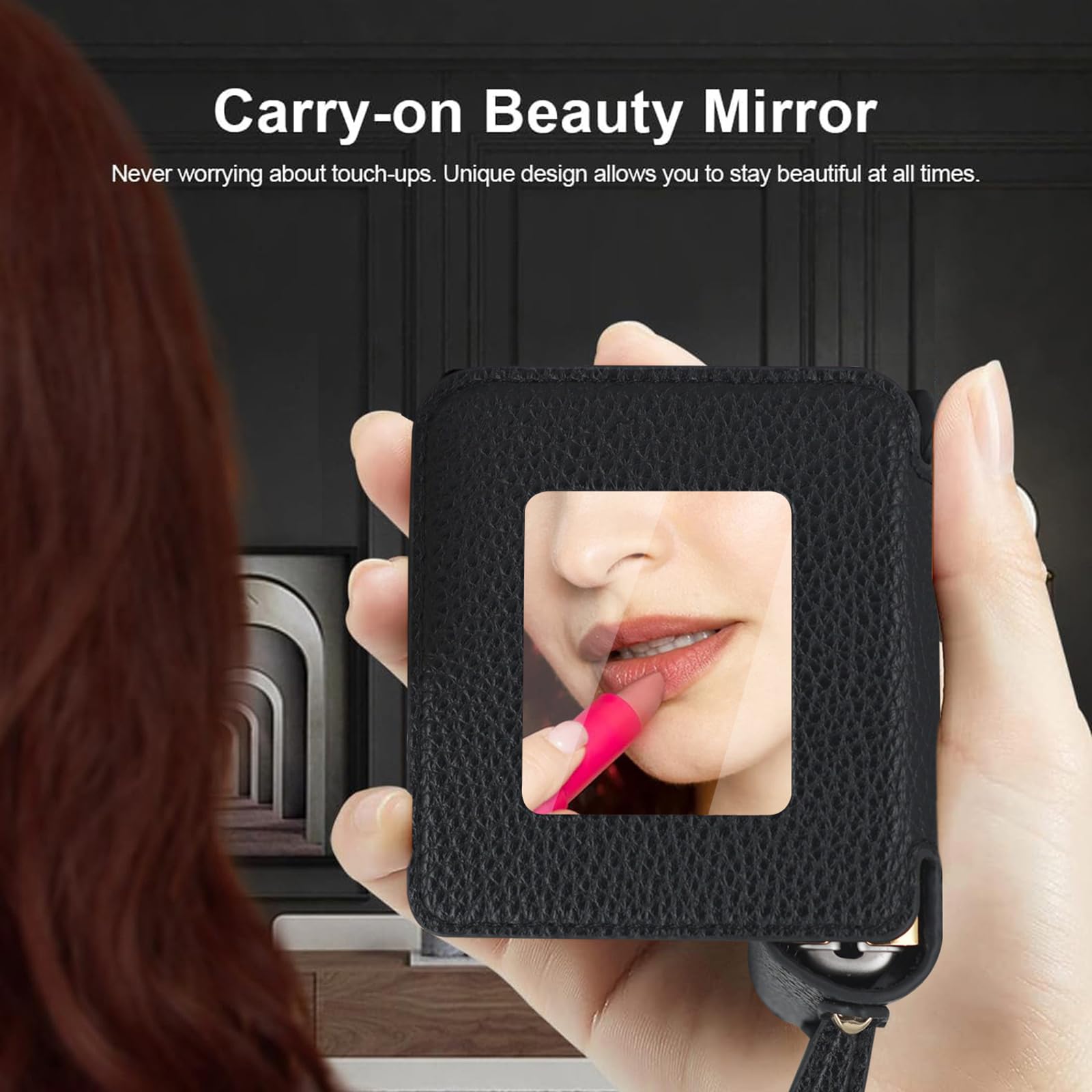 Smukłe etui do Samsung Galaxy Z Flip 6, luksusowa platerowana ramka moda odporne na upadki skórzane etui z klapką lusterko do makijażu, dla kobiet, brązowe