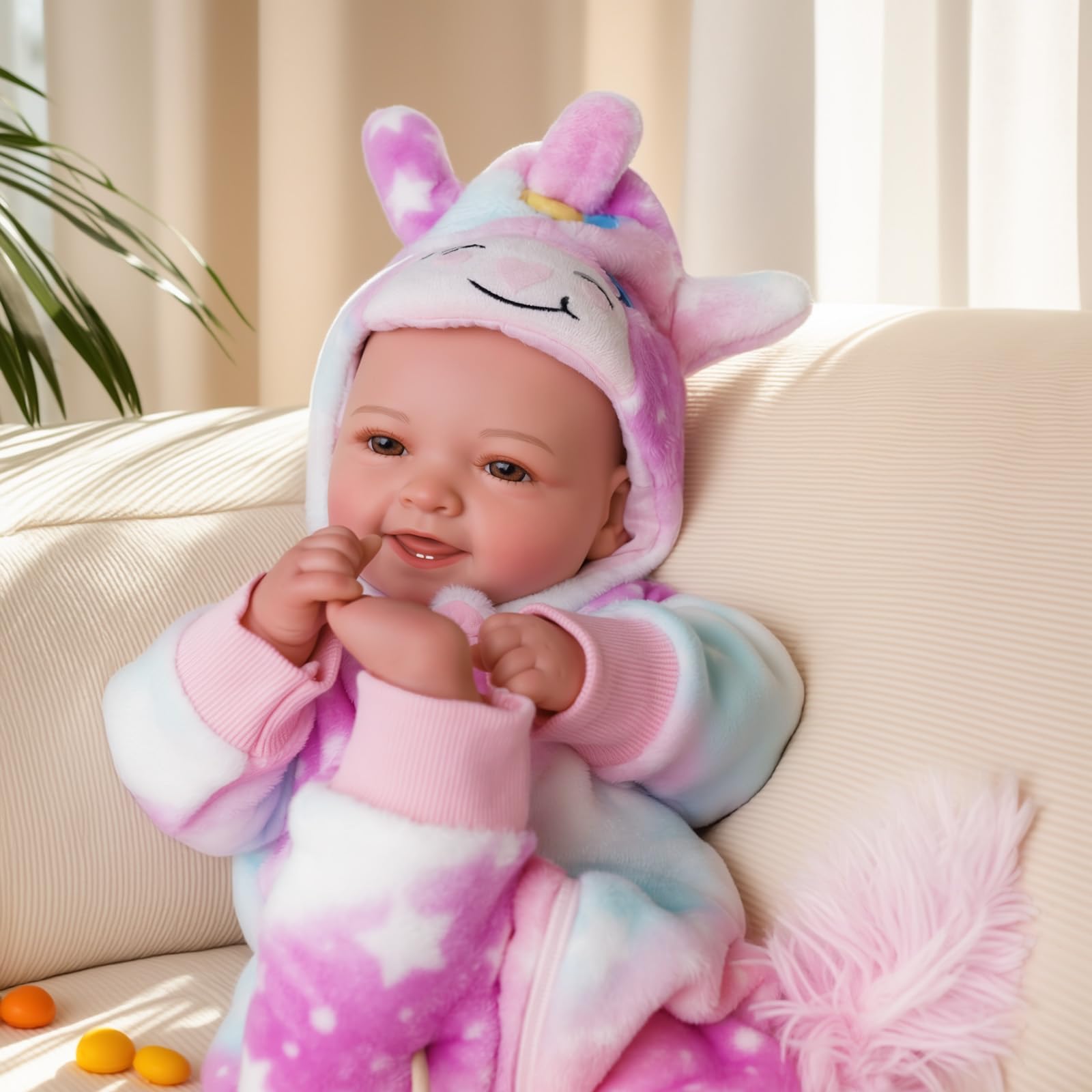 BABESIDE Muñeca de bebé de 43 cm / 17 Pulgadas con Cuerpo de Tela, muñeca con Encantador Atuendo, Chupete y biberón como Regalo para niños a Partir de 3 años