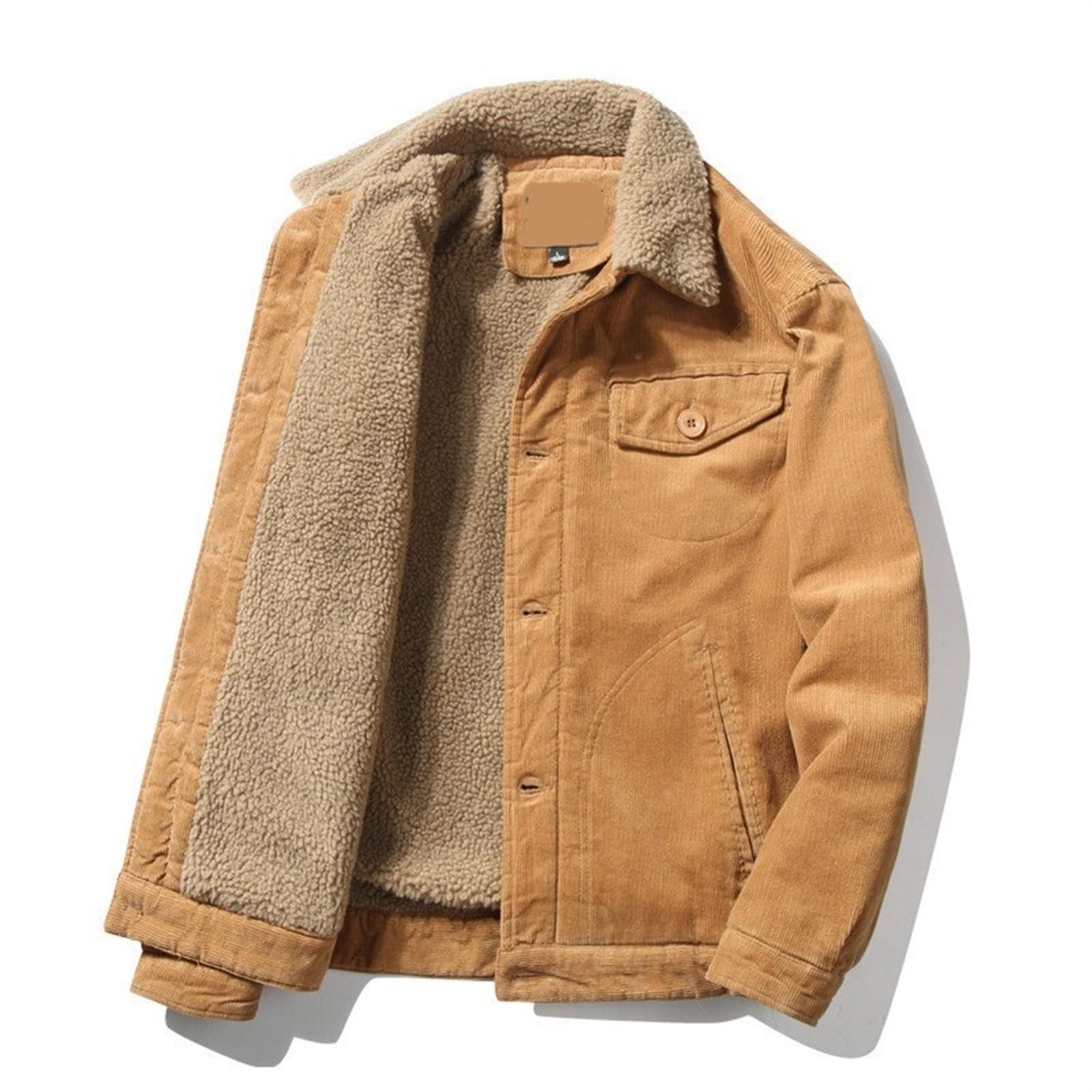 Męska lekka ciepła kurtka wiatrówka, styl vintage, zimowa kurtka typu casual, gruby pluszowy kołnierz, puchowa podszewka, bawełniana ocieplana kurtka zimowa