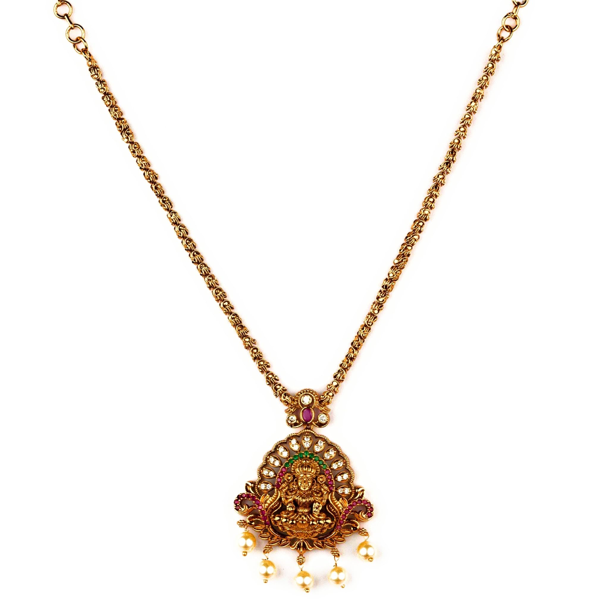 Sasitrends Traditional Gold Plated Temple Pendant Chain Necklace for Women and Girls (Design-2) (B0D7M5XWK7) Amazon Price History, Amazon Price Tracker