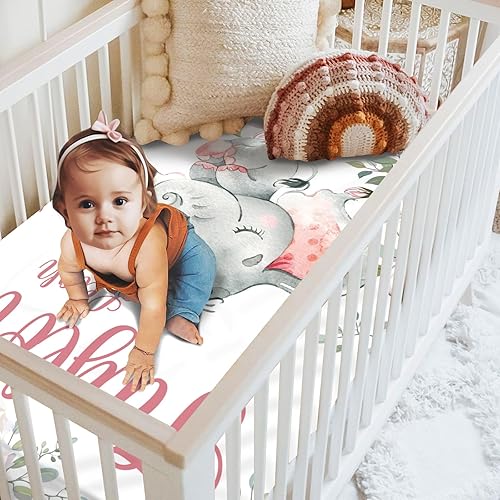 Miniatura 7 de Sábanas personalizadas para cuna de bebé, sábana bajera ajustable con nombre personalizado para funda de colchón estándar de cuna, paquete de 2