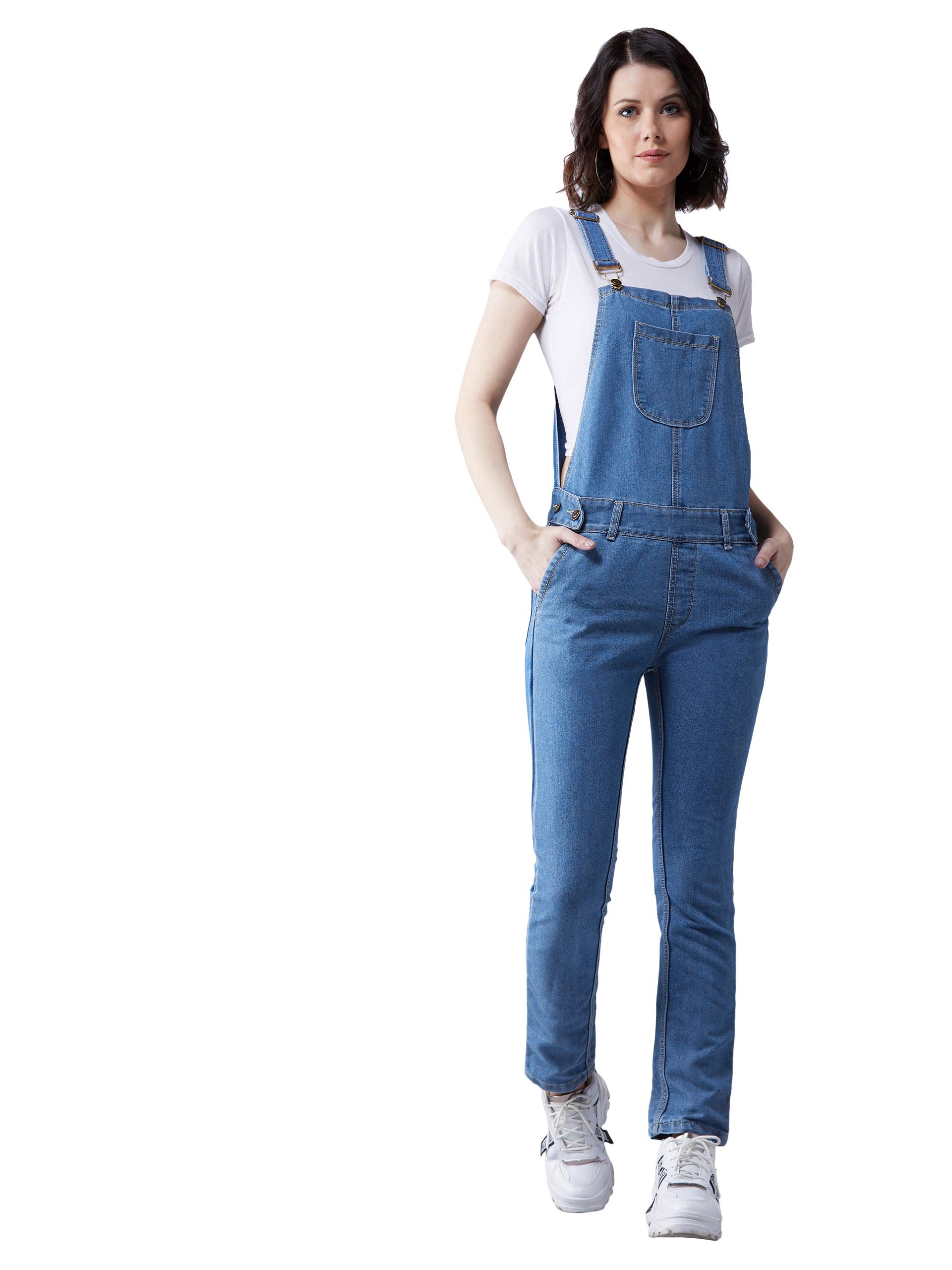dolce crudo Women's Blue Regular Fit Mid Rise Regular Length Denim Dungaree-picture-14