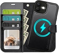 Vista 29 de OCASE Funda tipo cartera desmontable para iPhone 12 y iPhone 12 Pro con tarjetero [2 en 1] Funda de piel sintética con soporte de bloqueo RFID