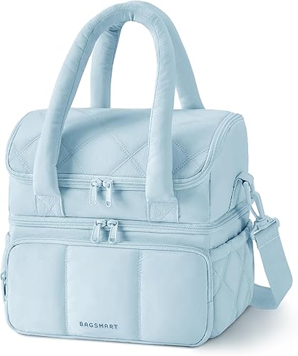 Miniatura 19 de BAGSMART Bolsa de Almuerzo para Mujeres, Lonchera Aislada de Doble Cubierta, Bolsa de Almuerzo Acolchada Tipo Puffer, a Prueba de Fugas, Duradera y