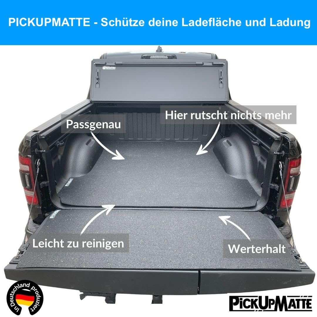 PICKUPMATTE – Antirutschmatte für Ford Ranger 2023+ (New Generation) – 6 mm extrem rutschfest – passgenauer Ladeflächenschutz – sicherer Halt im – 6 mm – passgenauer Ladeflächenschutz