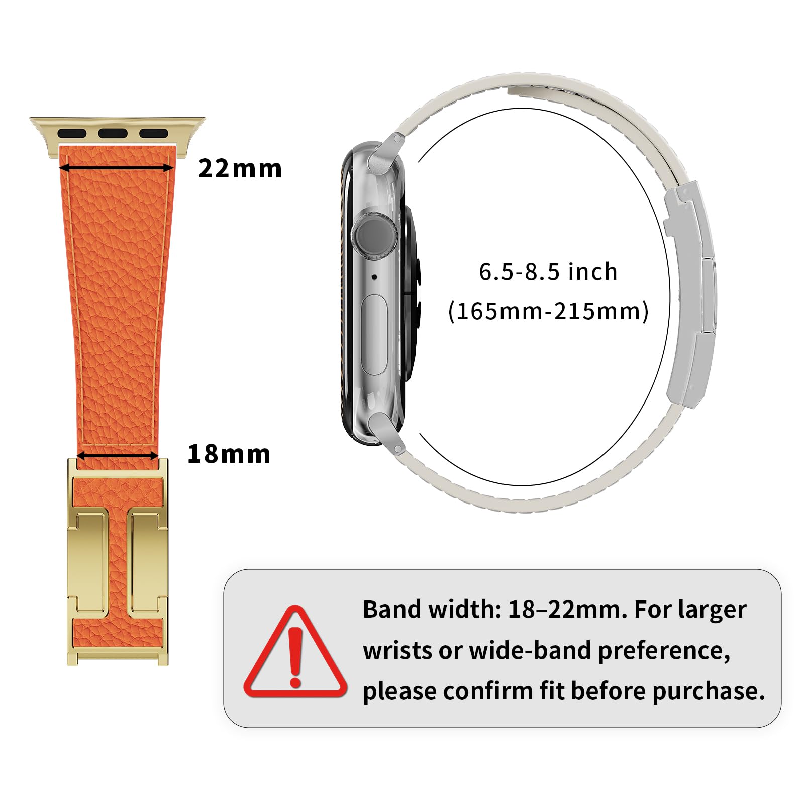 Leather Watch Band with Magnetic Buckle,Dressy Apple Watch Ultra Leather Band Rugged Durable Replacement Strap for Men & Women — view 5