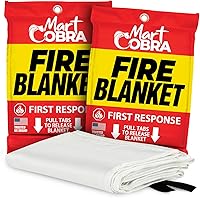 MartCobra Fire Blanket 2-Pack 40x40" Fiberglass - Smothers Grease, Electrical & Kitchen Fires - Easy Pull Emergency Home Safety Blanket