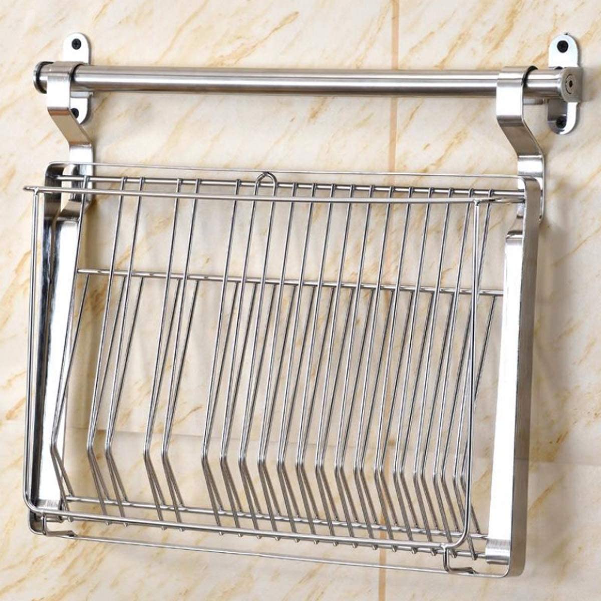 Geschirrtrockner Rack Geschirrabtropfgestell Edelstahl Faltbar Geschirrtrockner mit Abtropfschale zum Aufhängen Abtropfgitter Platte Lagerregal Geschirrhalter Wand Geschirrabtropfgestell