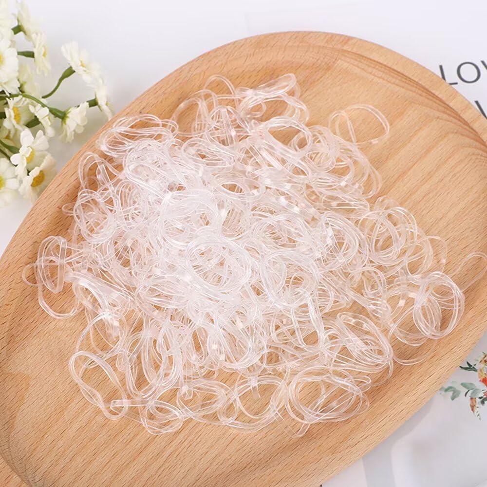 Gomas para el pelo, 1000 unidades, gomas elásticas para el pelo, mini transparentes, pequeñas gomas para el pelo, para niñas, adecuadas para niños, trenzas de pelo, peinados de boda, rastas
