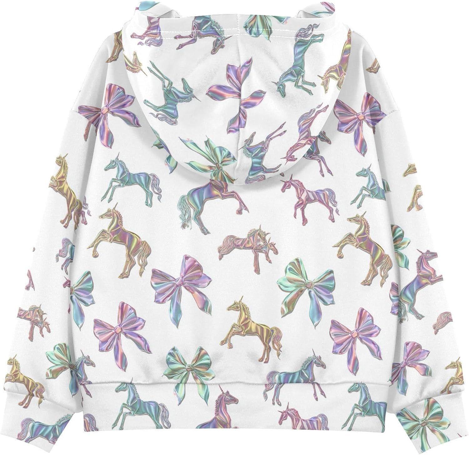 ALAZA Rainbow Unicorns Bows Hoodies Sweatshirt for Boys Girls Kids Hooded Pullover Top