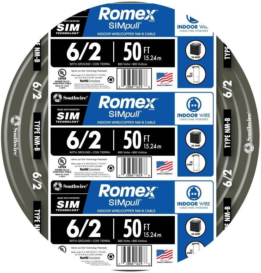 Southwire 6/2 NM-B Wire - Black (50FT.)