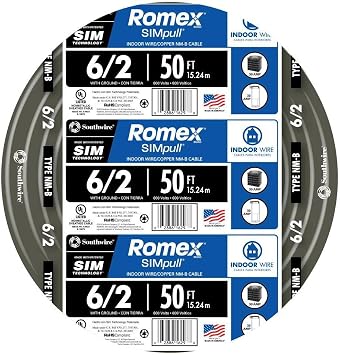 Southwire 28894422 6/2 NM-B Wire - Black 50FT.