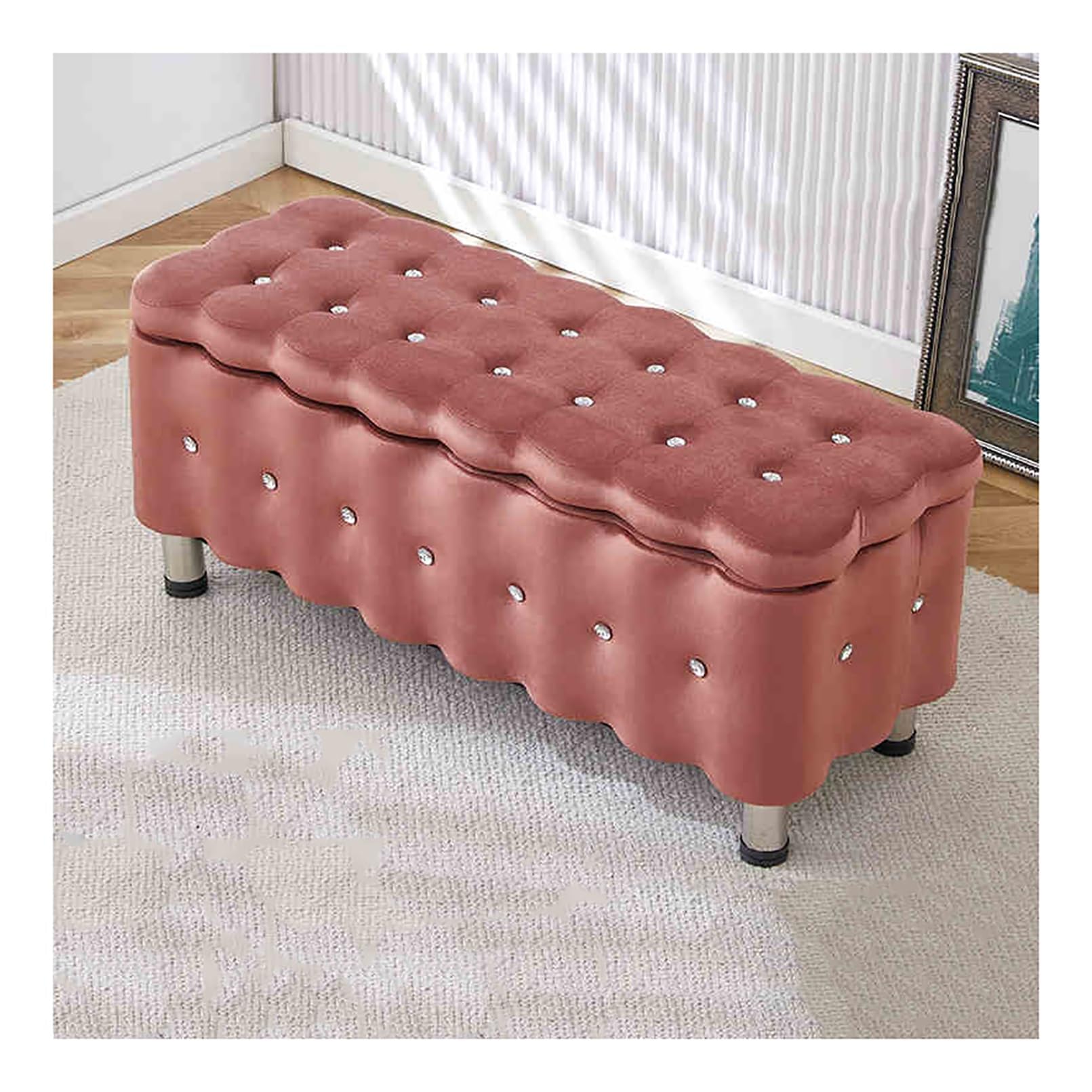 GDMDPTE Modern Recular Shoe Sto Bench with Padded Seat Slish Upholstered Ottoman for Living Room Bedroom Entryway Hallway Office (80x40x4 cm)