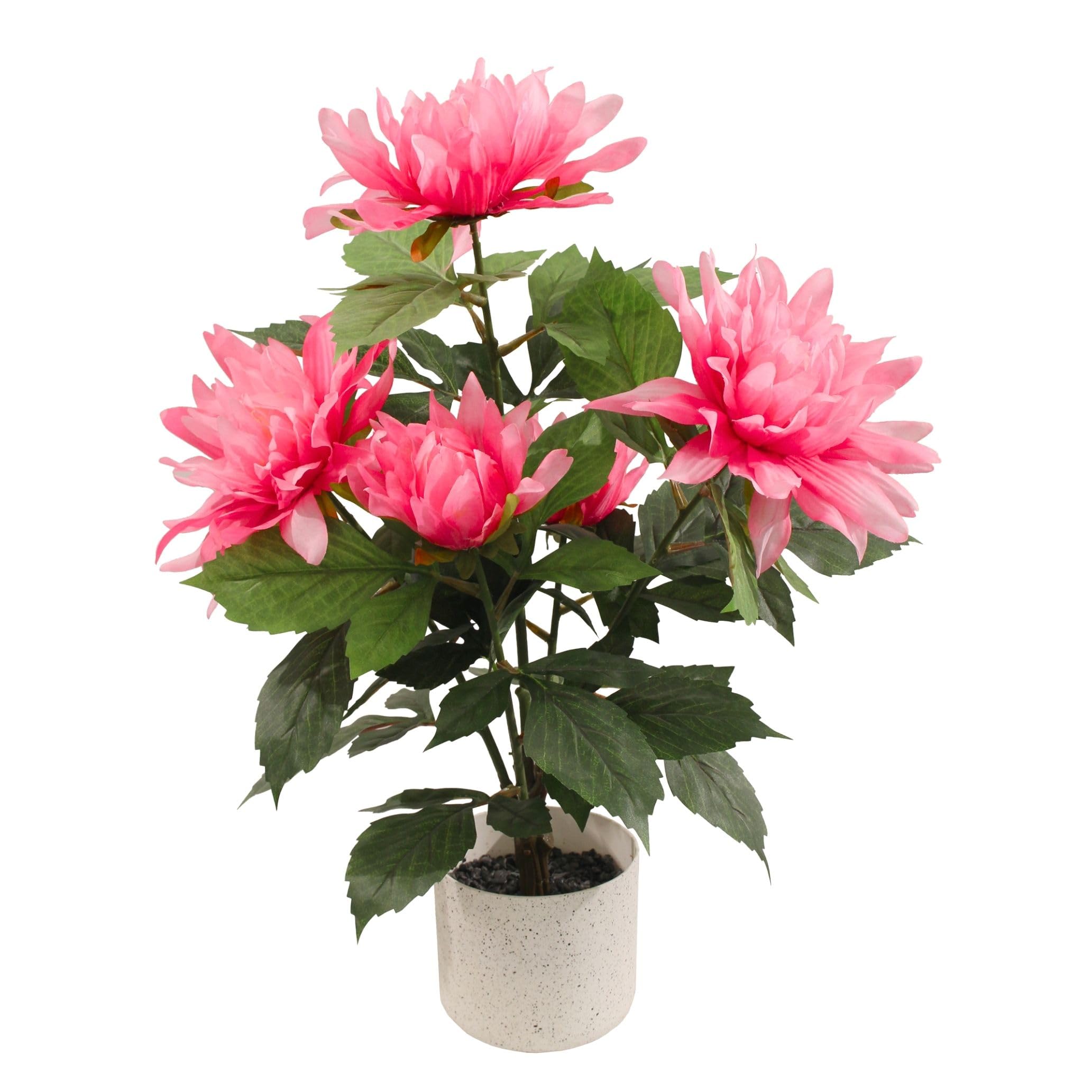 Lacers SMARAGDLINE künstlichen Dahlien 2er Set pink - 55cm künstliche Pflanzen dekorative kunstpflanze im Topf lebendige Farben wie echt wirkende Blätter & Blüten zuhause & Büro Frühlingsdeko
