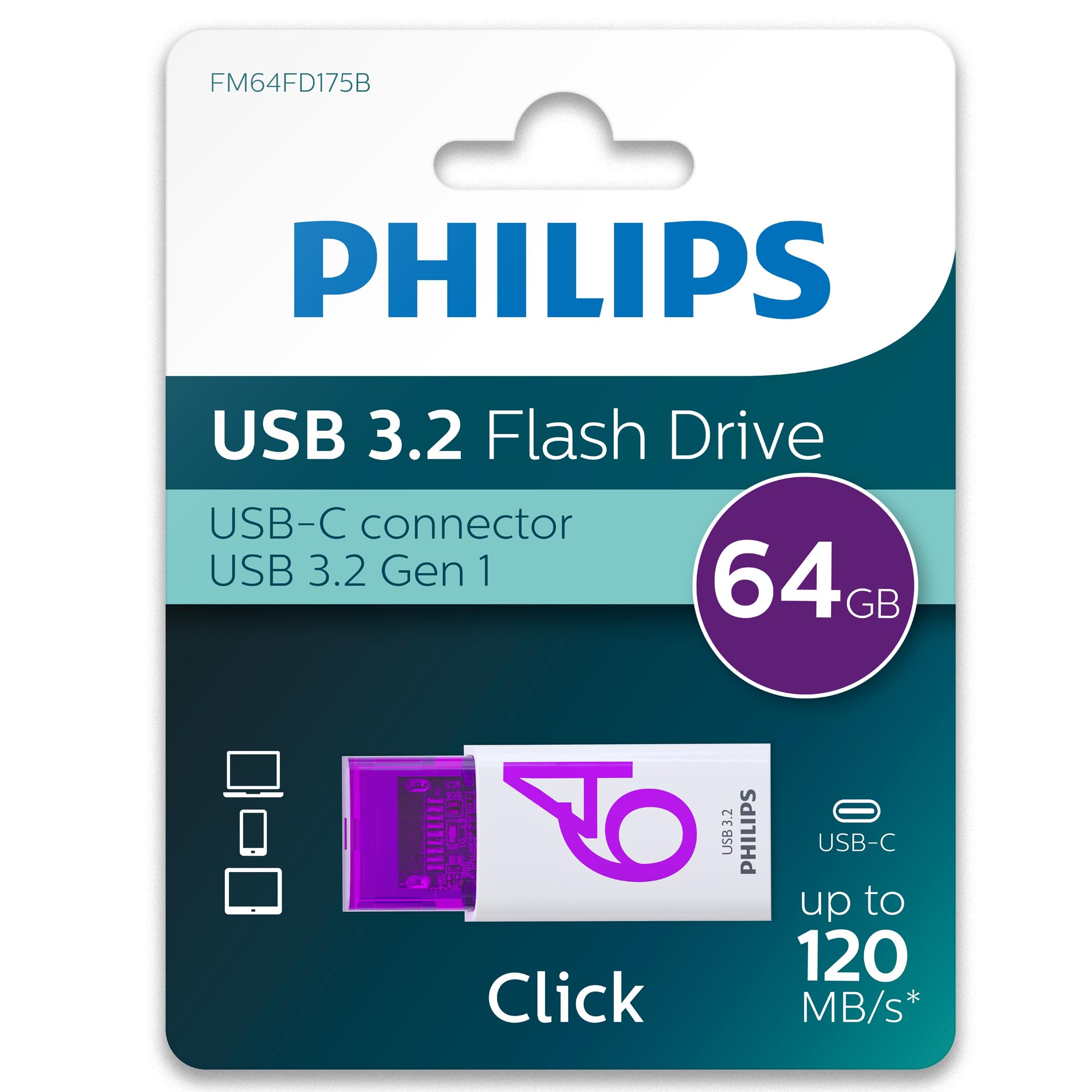 Image secondaire de Philips Click Edition Clé USB-C 64 Go - Lecteur Flash Ultra Rapide