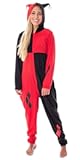 DC Comics Women's Classic Harley Quinn Jester Adult One-Piece Hooded Union Suit Kigurumi Pajama