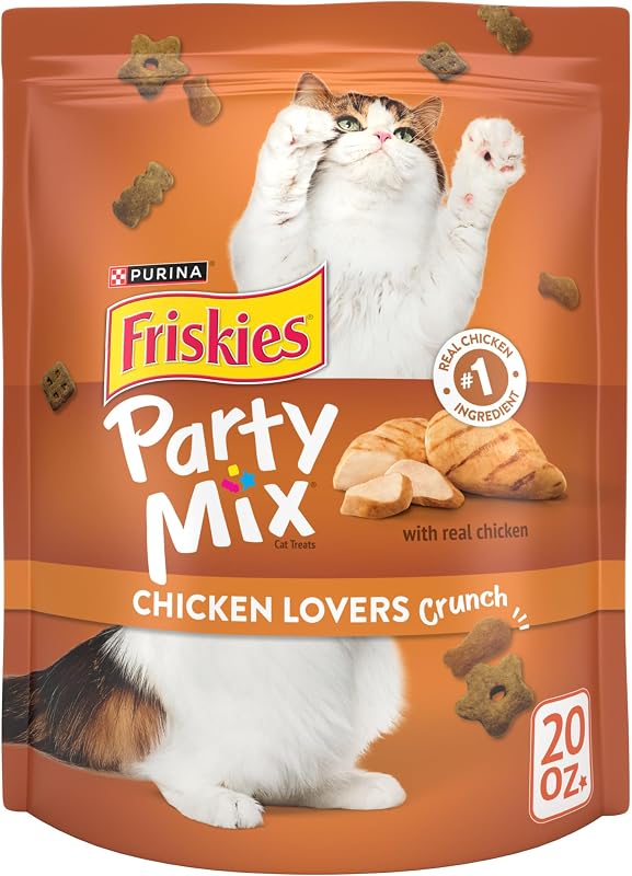 Petisco crocante para gatos adultos com frango Friskies Party Mix Chicken Lovers Crunch, 567 g