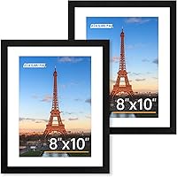 FIXSMITH 8x10 Black Picture Frames Set of 2 - HD Plexiglass, Fits 5x7 w/Mat or 8x10, Wall/Tabletop Display Collage