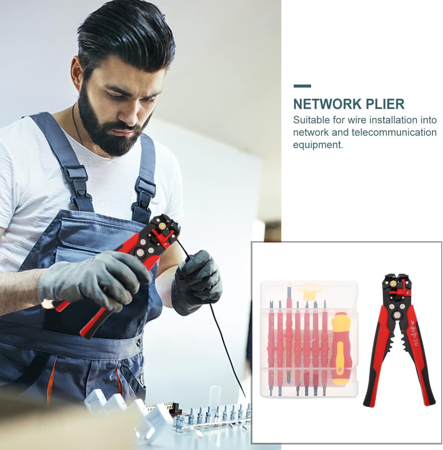 DOITOOL Insulated Electrician Screwdriver Set Wire Stripping Tool 7-Piece Crimping and Screwdriver Kit for Electricians and DIY Projects Sturdy Manual Tools