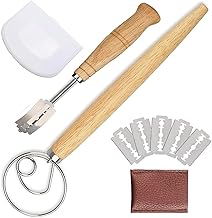 Bread Lame and Danish Whisk Set with 5 Replaceable Blades and 1 Dough Cutter, Stainless Steel Dough Scoring Tool and Dough Whisk, Bread Making Supplies for Homemade Bread Pancakes Biscuits Great Gift