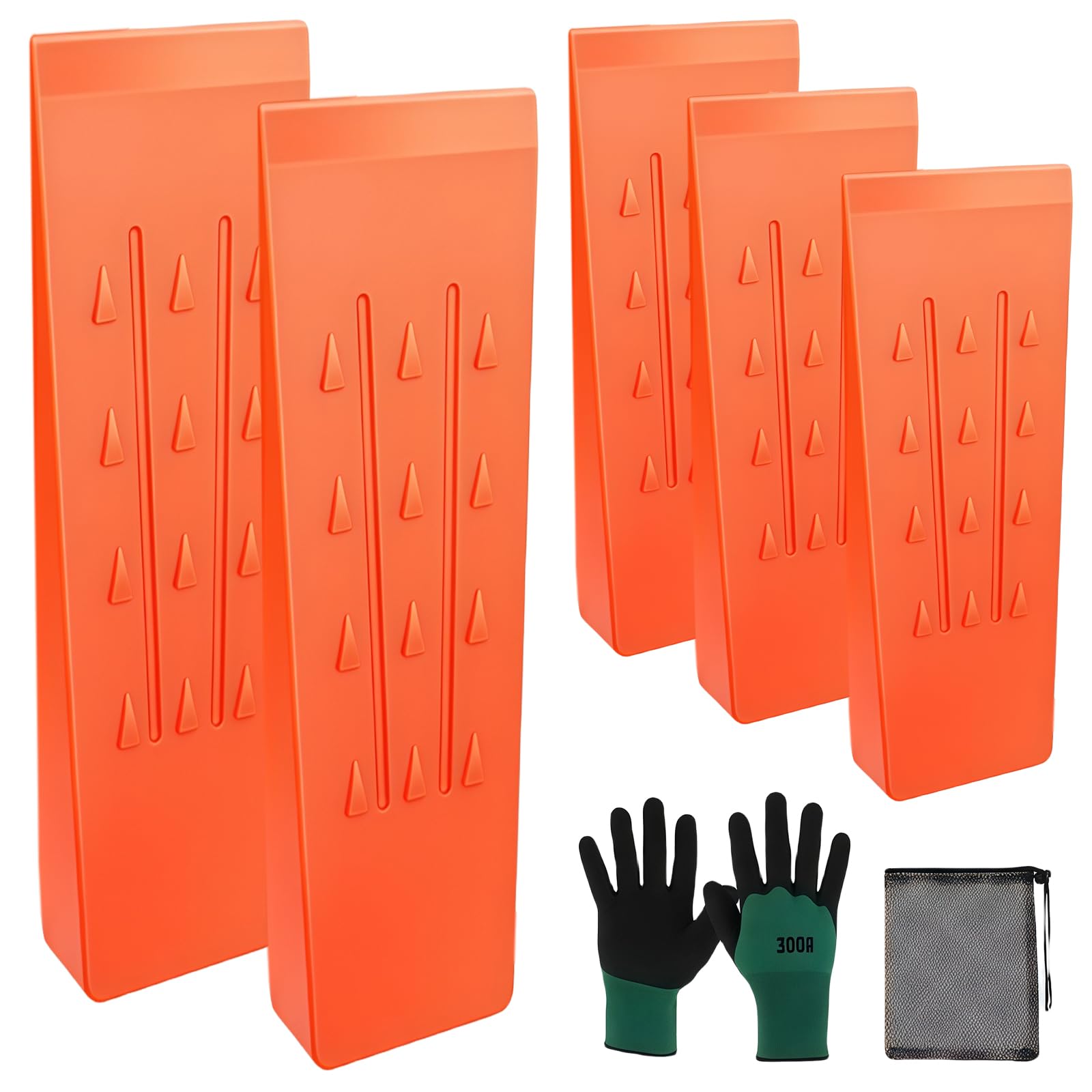 Lot de 5 cales d'abattage : cales en plastique antidérapantes avec barbillons, écailles et grain profilé, pour tronçonneuses de 6/8", cales forestières, cales d'arbre pour abattage contrôlé des