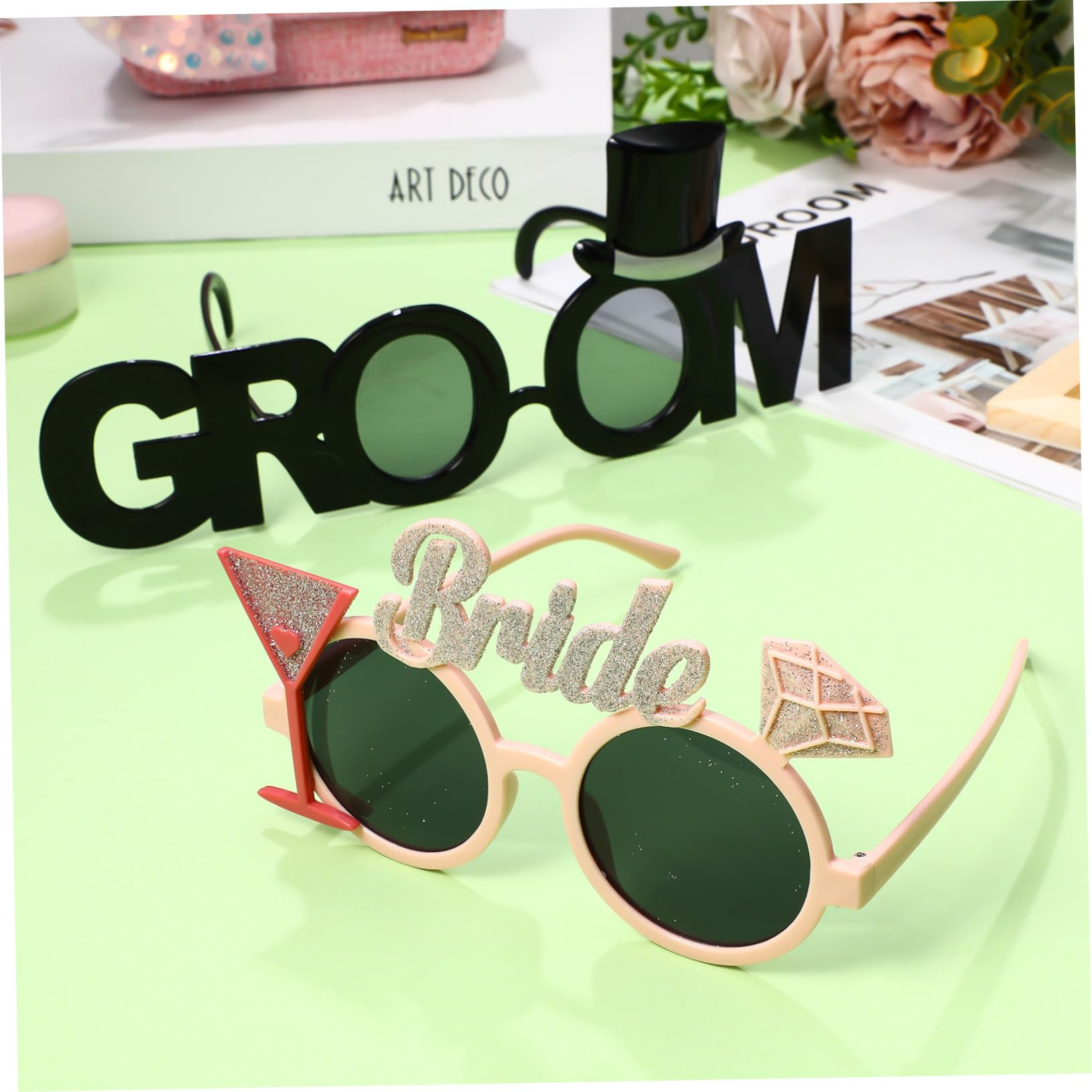 5 Sätze Braut Bräutigam Brille Wein Party Gläser Für Die Hochzeitsdusche Bräutigam Sonnenbrille Für Hochzeit Hochzeitsbrille Prop Requisiten Für Die Hochzeit Plastik 2 Stücke * 5
