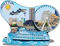 Vista 1 de Imán de Seattle de Estados Unidos para nevera, hitos de madera 3D, recuerdos coleccionables, decoración hecha a mano, 14